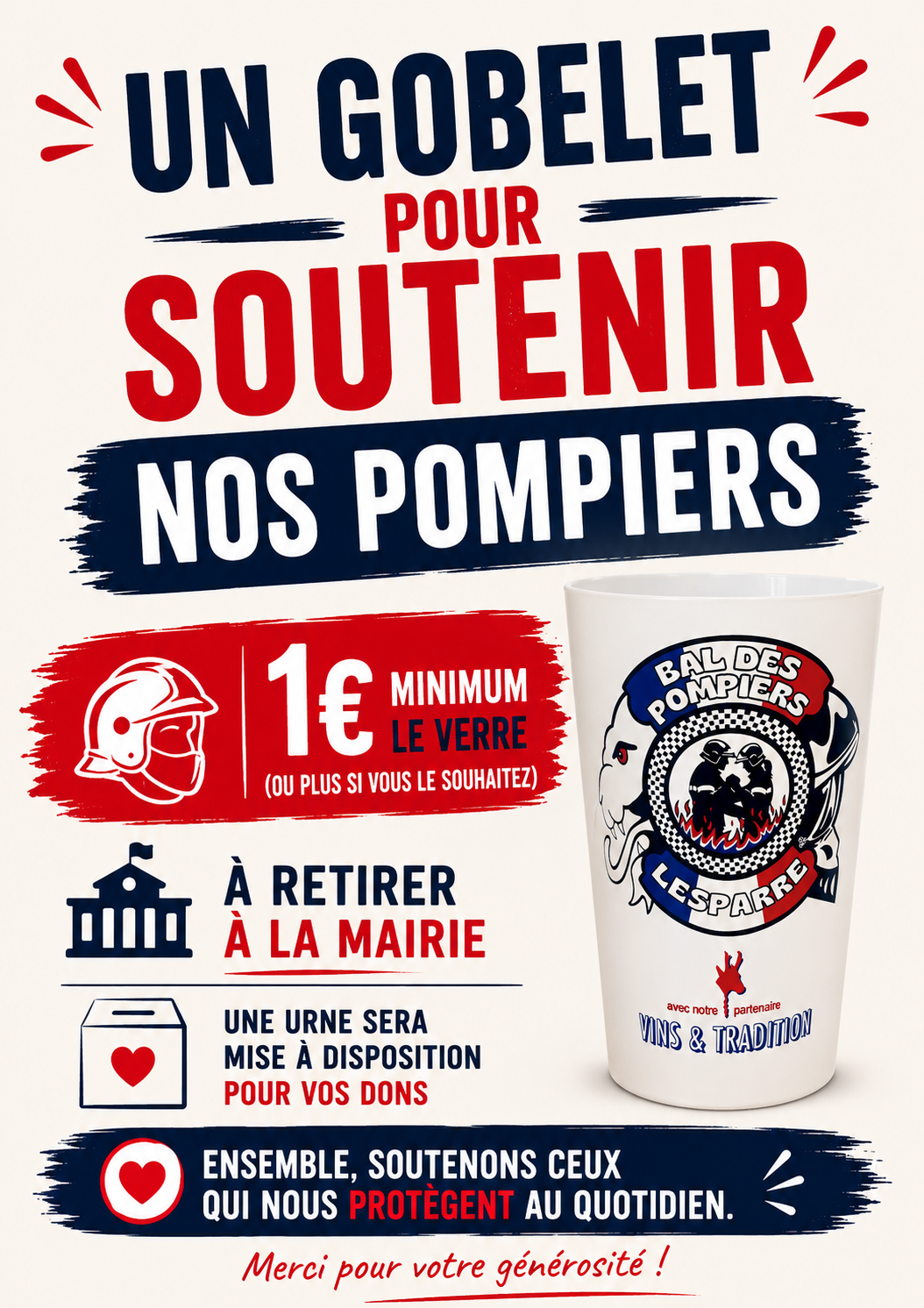Solidarité pompiers - Vente gobelets