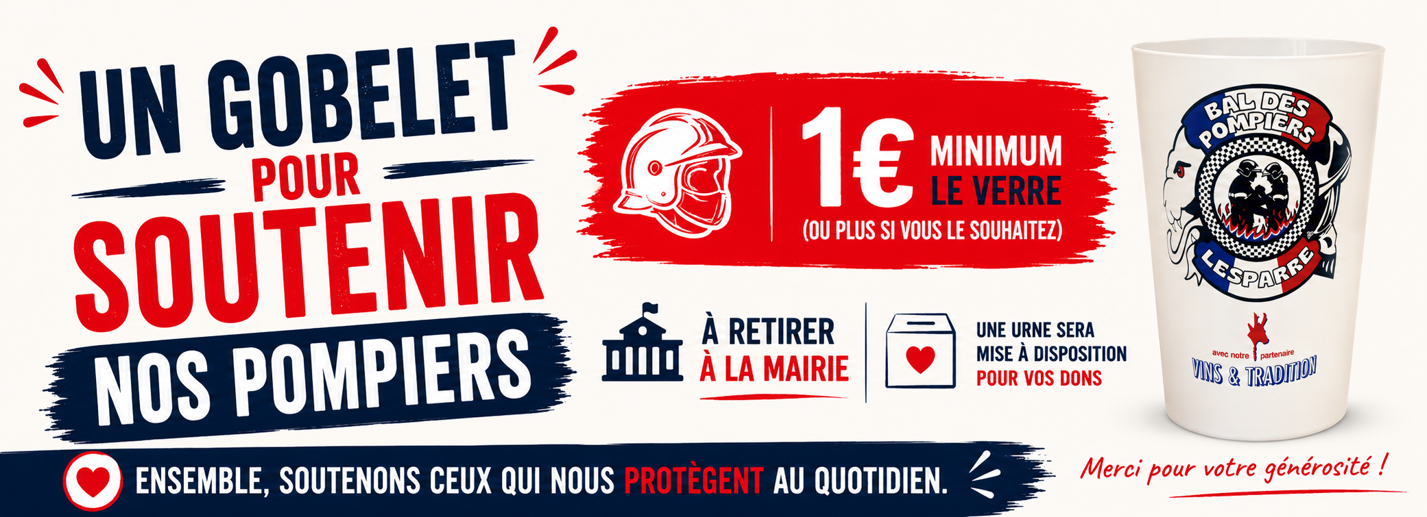 Solidarité pompiers – Vente gobelets_bandeau
